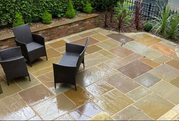 PaveCare Black Spot & Algae Remover rejuvenates old sandstone paving